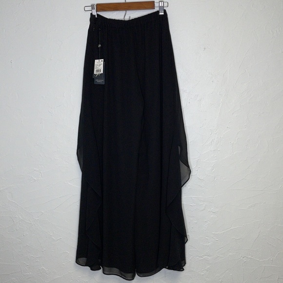 - Adrianna Papell Black Chiffon Ruffle Wide Leg Pants - Picture 9 of 9